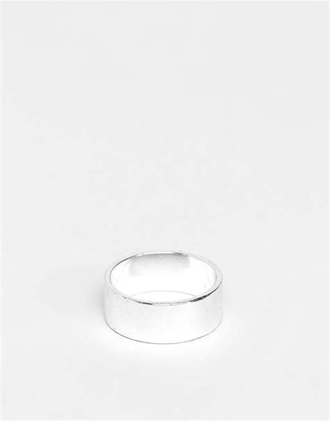 ASOS DESIGN pinky band ring ring in silver tone .